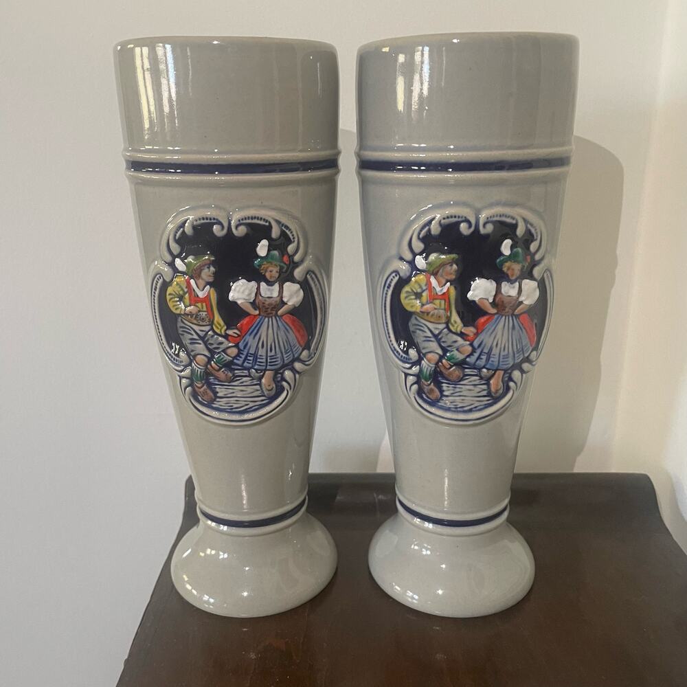 GerZ 0,5L Stoneware Beer Stein Cup Traditional Germany Oktoberfest Dancing Two